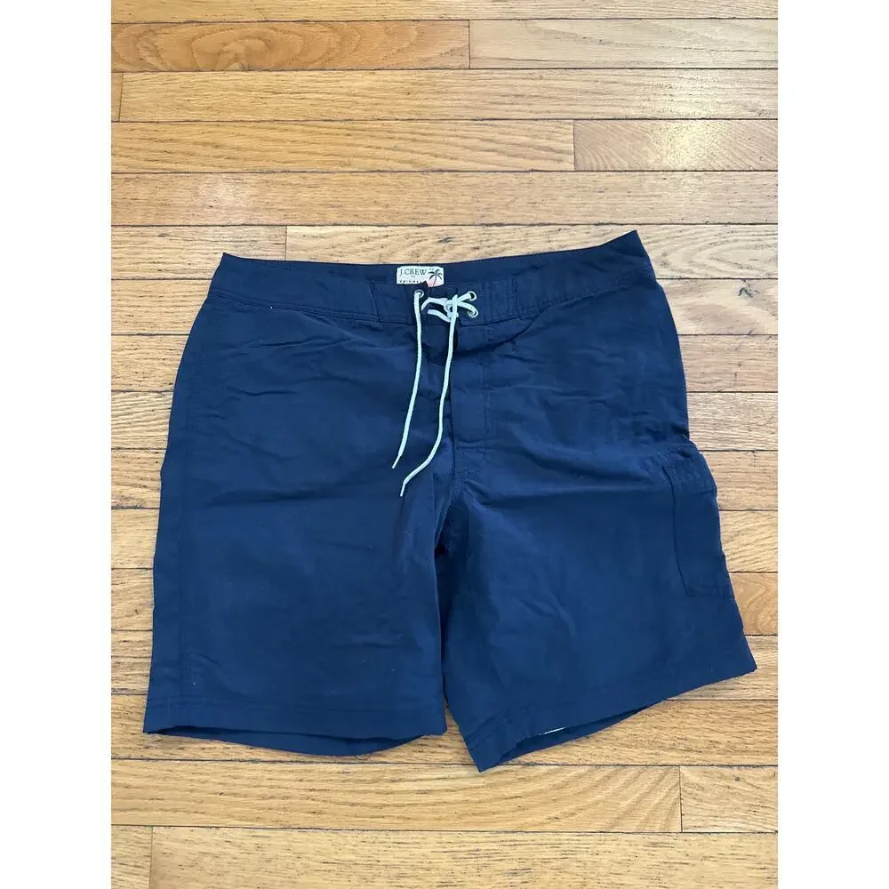 J.Crew Swim Trunks Men’s Size 32 Navy Blue Board Shorts Drawstring Beach